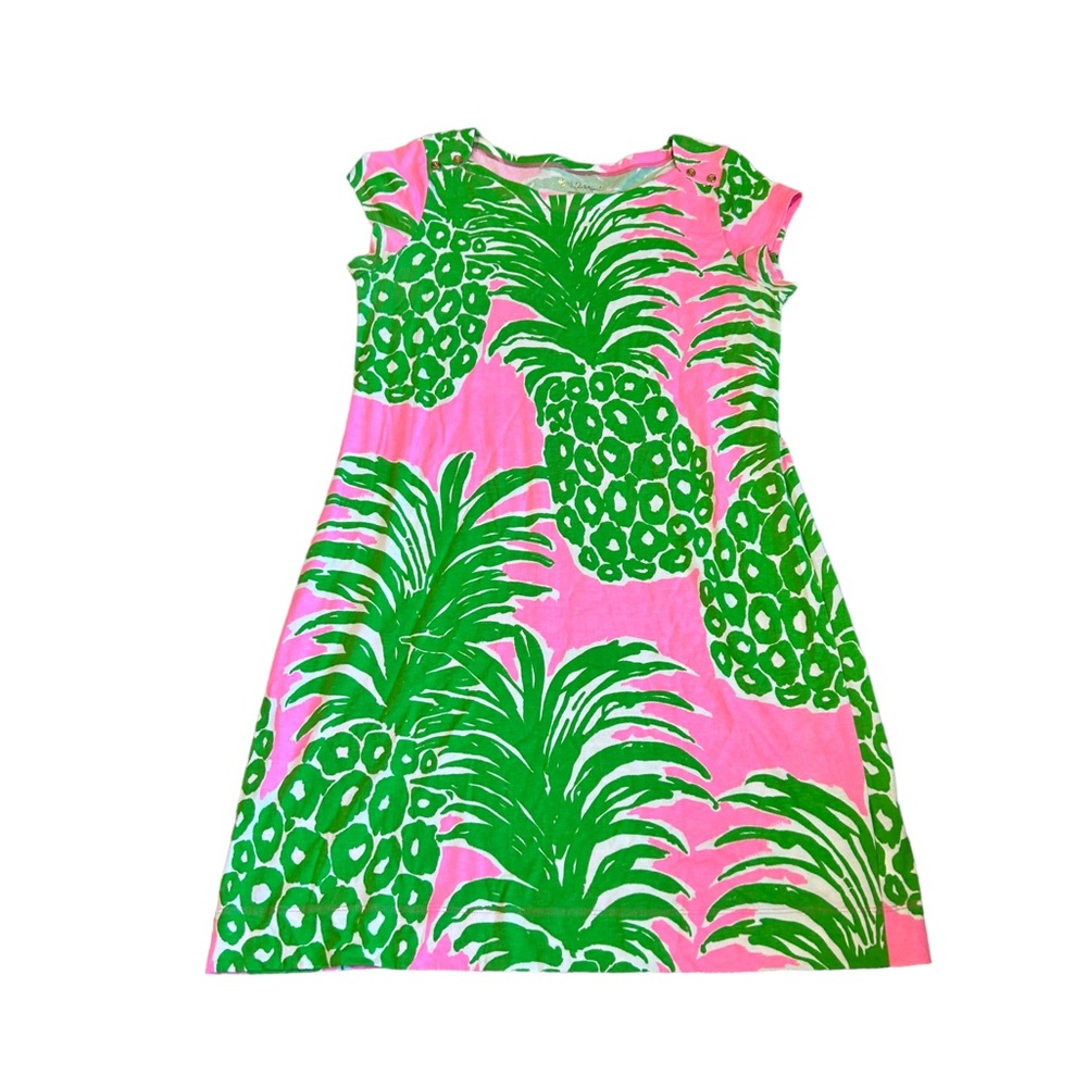 Lilly Pulitzer Pink and Green Pineapple Print Shift Dress